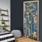 Parramatta Eels Door Cover Tropical Hibiscus Floral Pattern With Blue And Yellow Accents