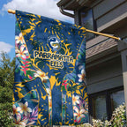 Parramatta Eels Garden Flag Tropical Hibiscus Floral Pattern With Blue And Yellow Accents