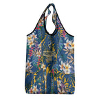 Parramatta Eels Grocery Bag Tropical Hibiscus Floral Pattern With Blue And Yellow Accents