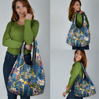 Parramatta Eels Grocery Bag Tropical Hibiscus Floral Pattern With Blue And Yellow Accents