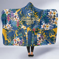 Parramatta Eels Hooded Blanket Tropical Hibiscus Floral Pattern With Blue And Yellow Accents