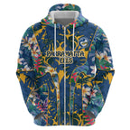 Parramatta Eels Hoodie Tropical Hibiscus Floral Pattern With Blue And Yellow Accents