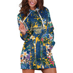 Parramatta Eels Hoodie Dress Tropical Hibiscus Floral Pattern With Blue And Yellow Accents