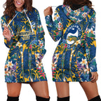 Parramatta Eels Hoodie Dress Tropical Hibiscus Floral Pattern With Blue And Yellow Accents