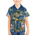 Parramatta Eels Kid Hawaiian Shirt Tropical Hibiscus Floral Pattern With Blue And Yellow Accents