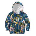 Parramatta Eels Kid Hoodie Tropical Hibiscus Floral Pattern With Blue And Yellow Accents