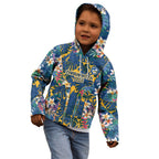 Parramatta Eels Kid Hoodie Tropical Hibiscus Floral Pattern With Blue And Yellow Accents