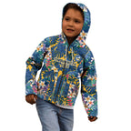 Parramatta Eels Kid Hoodie Tropical Hibiscus Floral Pattern With Blue And Yellow Accents