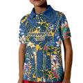 Parramatta Eels Kid Polo Shirt Tropical Hibiscus Floral Pattern With Blue And Yellow Accents