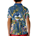 Parramatta Eels Kid Polo Shirt Tropical Hibiscus Floral Pattern With Blue And Yellow Accents