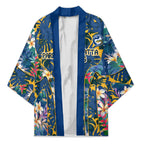 Parramatta Eels Kimono Tropical Hibiscus Floral Pattern With Blue And Yellow Accents