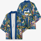 Parramatta Eels Kimono Tropical Hibiscus Floral Pattern With Blue And Yellow Accents