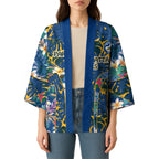 Parramatta Eels Kimono Tropical Hibiscus Floral Pattern With Blue And Yellow Accents
