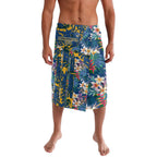 Parramatta Eels Lavalava Tropical Hibiscus Floral Pattern With Blue And Yellow Accents