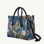 Parramatta Eels Leather Bag Tropical Hibiscus Floral Pattern With Blue And Yellow Accents