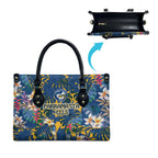 Parramatta Eels Leather Bag Tropical Hibiscus Floral Pattern With Blue And Yellow Accents