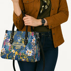 Parramatta Eels Leather Bag Tropical Hibiscus Floral Pattern With Blue And Yellow Accents