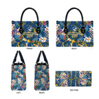 Parramatta Eels Leather Bag Tropical Hibiscus Floral Pattern With Blue And Yellow Accents