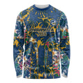 Parramatta Eels Long Sleeve Shirt Tropical Hibiscus Floral Pattern With Blue And Yellow Accents
