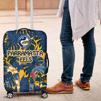 Parramatta Eels Luggage Cover Tropical Hibiscus Floral Pattern With Blue And Yellow Accents