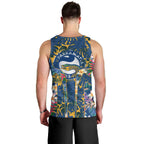 Parramatta Eels Men Tank Top Tropical Hibiscus Floral Pattern With Blue And Yellow Accents