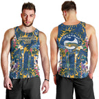 Parramatta Eels Men Tank Top Tropical Hibiscus Floral Pattern With Blue And Yellow Accents