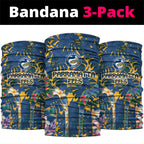 Parramatta Eels Neck Gaiter Tropical Hibiscus Floral Pattern With Blue And Yellow Accents