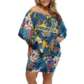 Parramatta Eels Off Shoulder Short Dress Tropical Hibiscus Floral Pattern With Blue And Yellow Accents