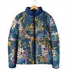 Parramatta Eels Padded Jacket Tropical Hibiscus Floral Pattern With Blue And Yellow Accents