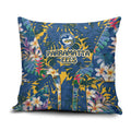 Parramatta Eels Pillow Cover Tropical Hibiscus Floral Pattern With Blue And Yellow Accents