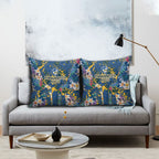 Parramatta Eels Pillow Cover Tropical Hibiscus Floral Pattern With Blue And Yellow Accents