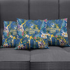 Parramatta Eels Pillow Cover Tropical Hibiscus Floral Pattern With Blue And Yellow Accents