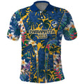 Parramatta Eels Polo Shirt Tropical Hibiscus Floral Pattern With Blue And Yellow Accents