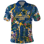 Parramatta Eels Polo Shirt Tropical Hibiscus Floral Pattern With Blue And Yellow Accents