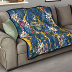 Parramatta Eels Quilt Tropical Hibiscus Floral Pattern With Blue And Yellow Accents