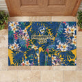 Parramatta Eels Rubber Doormat Tropical Hibiscus Floral Pattern With Blue And Yellow Accents