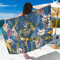 Parramatta Eels Sarong Tropical Hibiscus Floral Pattern With Blue And Yellow Accents