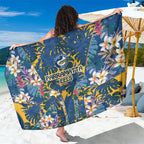 Parramatta Eels Sarong Tropical Hibiscus Floral Pattern With Blue And Yellow Accents