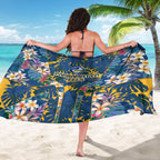 Parramatta Eels Sarong Tropical Hibiscus Floral Pattern With Blue And Yellow Accents