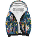 Parramatta Eels Sherpa Hoodie Tropical Hibiscus Floral Pattern With Blue And Yellow Accents
