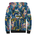Parramatta Eels Sherpa Hoodie Tropical Hibiscus Floral Pattern With Blue And Yellow Accents