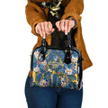 Parramatta Eels Shoulder Handbag Tropical Hibiscus Floral Pattern With Blue And Yellow Accents