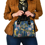 Parramatta Eels Shoulder Handbag Tropical Hibiscus Floral Pattern With Blue And Yellow Accents