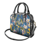 Parramatta Eels Shoulder Handbag Tropical Hibiscus Floral Pattern With Blue And Yellow Accents