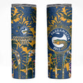 Parramatta Eels Skinny Tumbler Tropical Hibiscus Floral Pattern With Blue And Yellow Accents