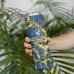 Parramatta Eels Skinny Tumbler Tropical Hibiscus Floral Pattern With Blue And Yellow Accents
