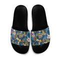 Parramatta Eels Slide Sandals Tropical Hibiscus Floral Pattern With Blue And Yellow Accents