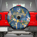 Parramatta Eels Spare Tire Cover Tropical Hibiscus Floral Pattern With Blue And Yellow Accents