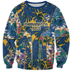 Parramatta Eels Sweatshirt Tropical Hibiscus Floral Pattern With Blue And Yellow Accents