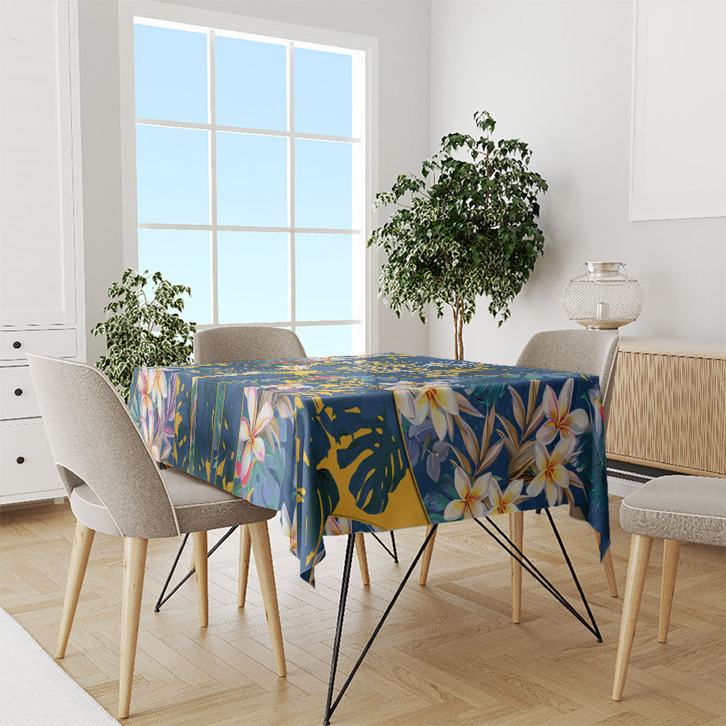 Parramatta Eels Tablecloth Tropical Hibiscus Floral Pattern With Blue And Yellow Accents